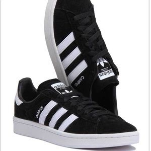Adidas suede black stripe sneakers